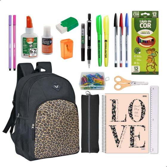 Imagem de Kit Material Escolar Mochila Caderno Estojo Completo Feminino