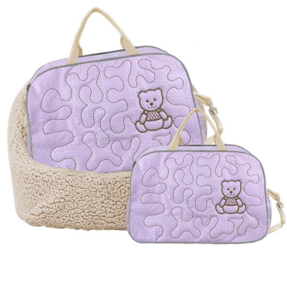 Imagem de Kit Maternidade 2Peças Bolsa Resistente Urso Qualidade Top Transversal Reforçada Ursinho Alça Bolso Recém Nascido