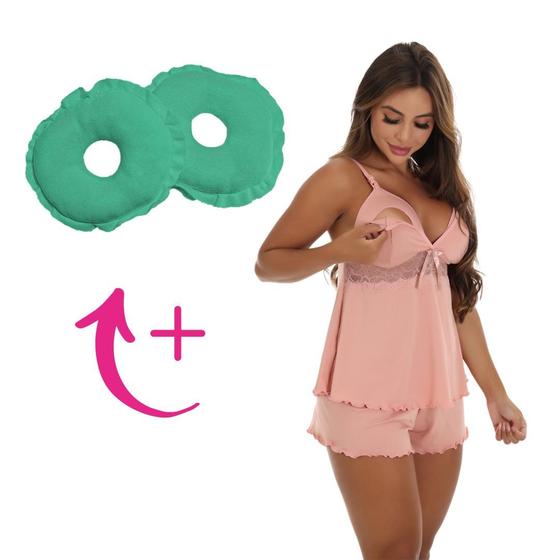 Imagem de Kit Maternidade Baby Doll Com Rosquinha Amamentação Proteção Para Seio