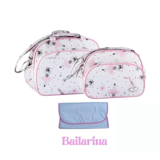 Imagem de Kit Maternidade Bolsa G E Bolsa P  + Trocador Bailarina - CBF0002