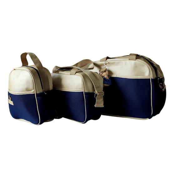 Imagem de Kit Maternidade Space Azul M. com Bege 2 Bolsas + Mochilinha