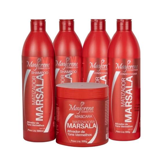 Imagem de Kit Matizador Marsala (2 Shampoo, 2 Condicionador e 1 Máscara) Maycrene