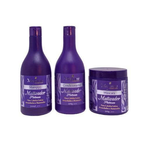 Kit Matizador Platinum Maycrene 3x500(Shampoo + Condicionador + Máscara) Menor preço em Kit Matizador Platinum Maycrene 3x500(Shampoo + Condicionador + Máscara)