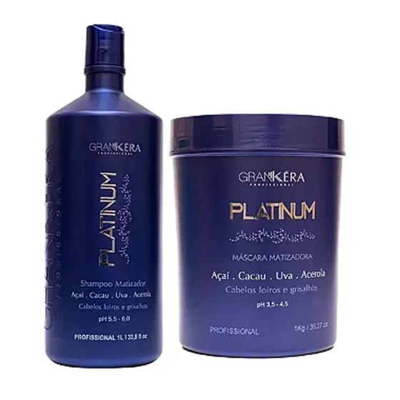 Imagem de Kit Matizador Platinum - Shampoo 1l + Máscara 1 Kg - GRANKERA