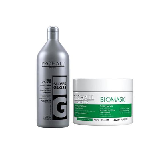 Imagem de Kit Matizador Prohall Silver Gloss + Máscara Biomask 300g