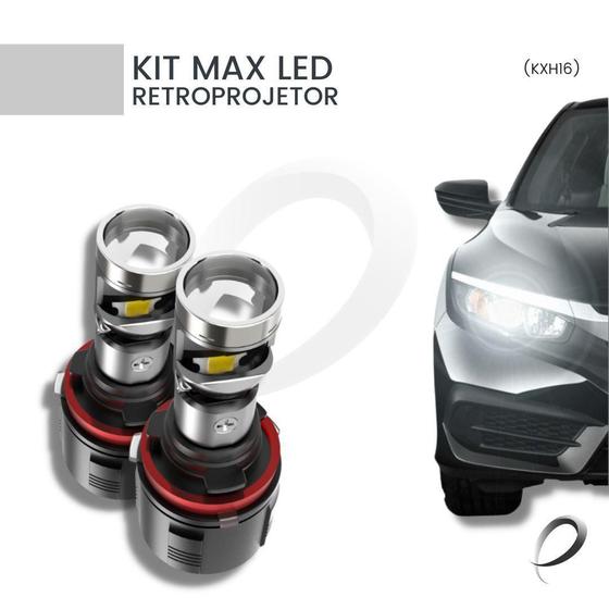 Imagem de Kit max led farol kx3 h16 com retroprojetor