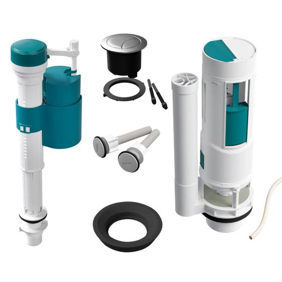 Imagem de Kit Mecanismo Completo Com Botão de Descarga Dupla Universal Caixa Acoplada