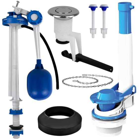 Imagem de Kit Mecanismo Reparo Completo Universal Acionamento Superior C/ Boia Acoplada Caixa Descarga  Valeplast