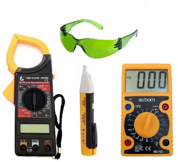 Imagem de Kit Medição Alicate Amperímetro Multímetro e Detector Tensão