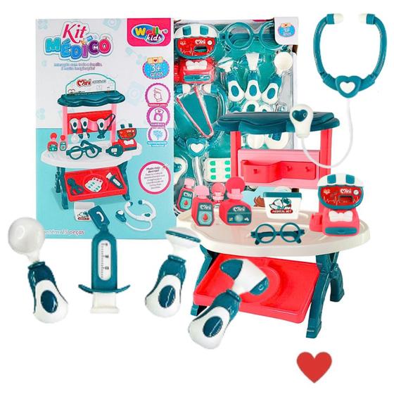 Imagem de Kit  Médico 25 peças Bancadinha Brinquedo Faz de Contas Interavo Educativo