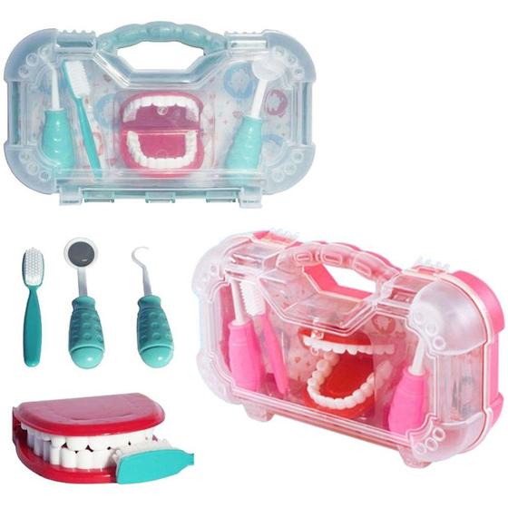 Imagem de Kit medico dentista com boca + escova e acessorios colors 4 pecas na maleta - PAKITOYS