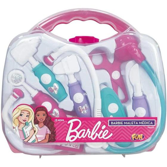 Imagem de Kit Médico Infantil - Barbie - Maleta Médica - 8 Peças - Fun