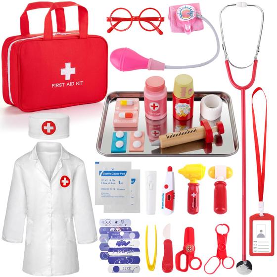 Imagem de Kit Médico Infantil XZZO (3 a 5 anos) com Bolsa e Estetoscópio