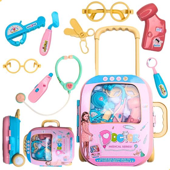 Imagem de Kit Médico Maleta com Rodinha Brinquedo Infantil e alça