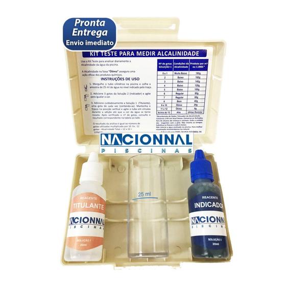 Imagem de Kit Medidor Alcalinidade Para Análise Água de Piscinas Estojo Nacionnal Piscinas