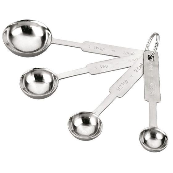 Imagem de Kit Medidor Confeiteiro Colheres Inox Cromada 4pçs Medida