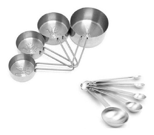 Imagem de Kit Medidor De Cozinha 9 Peças Colher Medidores Inox Xicaras