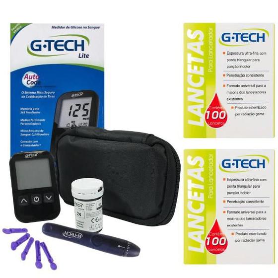 Imagem de Kit Medidor Glicemia G-tech Lite + 200 Lancetas