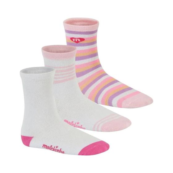 Imagem de Kit Meia Cano Longo Molekinha Infantil Feminina 2599224409 - Rosa/Branco/Pink