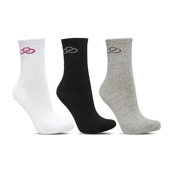 Imagem de Kit Meia Feminina Adulta Média Olympikus Branco E Preto 3 Pares