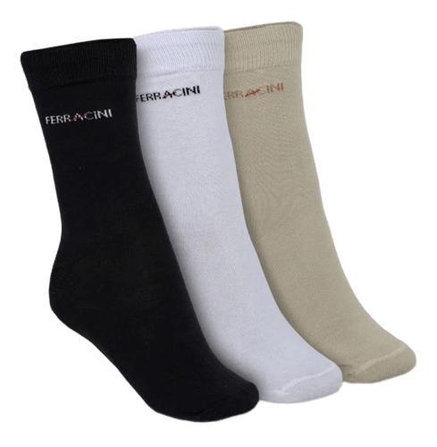 Imagem de Kit Meia Ferracini Masculina Sport Branco - Preto - Areia - Kit 3 Meias Coloridas