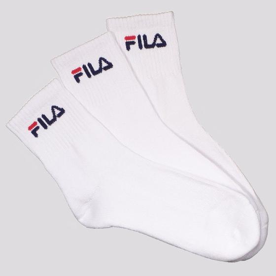 Imagem de Kit Meia Fila 3 Pares Cano Médio Branco