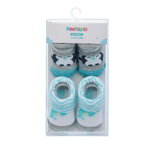 Imagem de Kit meia sapatinho com 2 pares pimpolho ref:0009573 rn