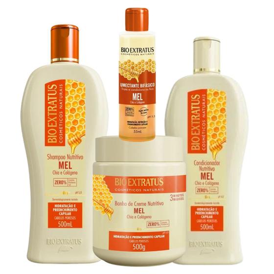 Imagem de Kit Mel Bio Extratus Shampoo Cond Másc 500ml+ Umectante 55mL