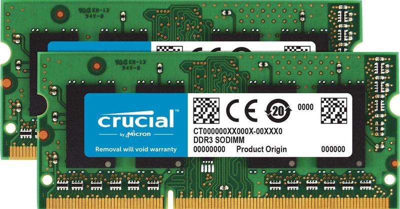 Imagem de Kit Memory Crucial de 4 GB (2 GBx2) DDR3/DDR3L 1600 MHz SODIMM