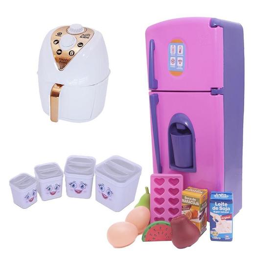 Imagem de Kit Menina Cozinha Infantil Brinquedo Geladeira 15Peças