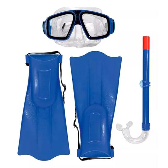 Imagem de Kit Mergulho Completo Infantil Máscara Snorkel Pé De Pato