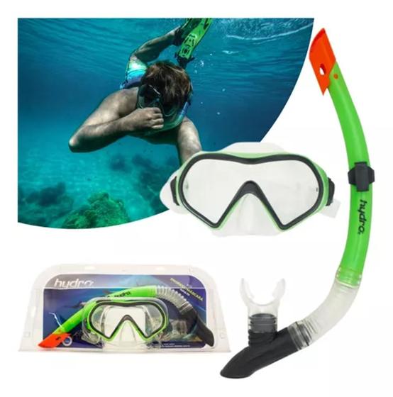 Imagem de Kit Mergulho Mascara Respirador Snorkel Hydro Adult