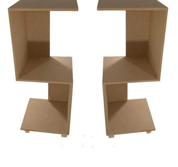 Imagem de Kit Mesa De Cabeceira S Mdf Cru 60X25X25