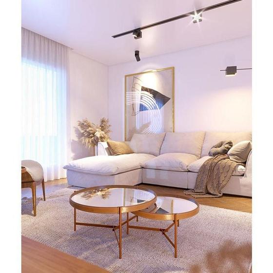 Imagem de Kit Mesa De Centro Ambiente Aqua Com Espelho Cobre - Imcal
