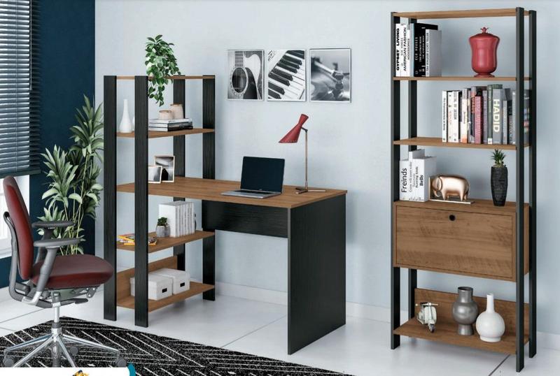 Kit Mesa de Estudos Com Estante Estilo Industrial - Artely ...