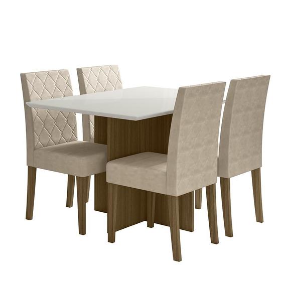 Imagem de Kit Mesa de Jantar Helo Com Vidro 120x90 com 4 Cadeiras Jade