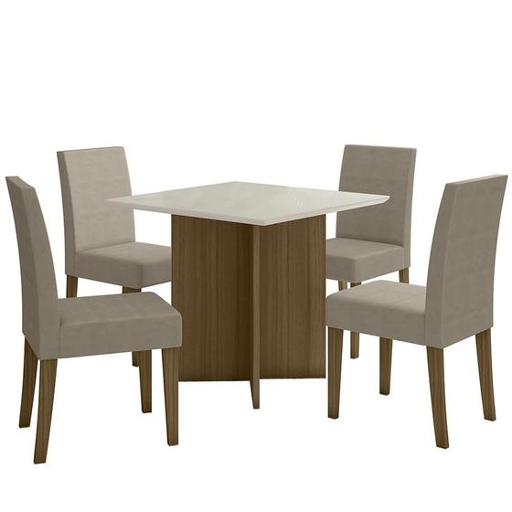 Imagem de Kit Mesa de Jantar Helo Com Vidro 90x90 com 4 Cadeiras Josi