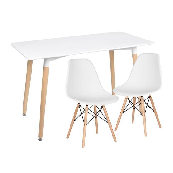 Imagem de KIT - Mesa de jantar retangular Eames 60 x 120 cm branco + 2 cadeiras Eiffel DSW
