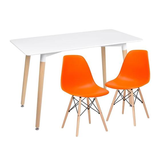 Imagem de KIT - Mesa de jantar retangular Eames 60 x 120 cm branco + 2 cadeiras Eiffel DSW