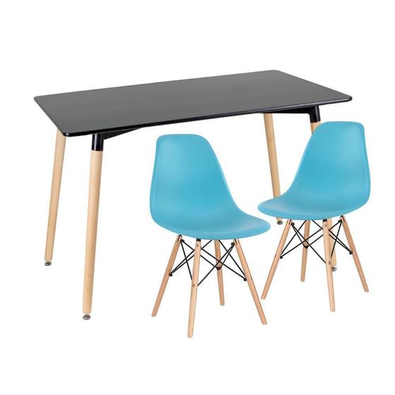 Imagem de KIT - Mesa de jantar retangular Eames 60 x 120 cm preto + 2 cadeiras Eiffel DSW