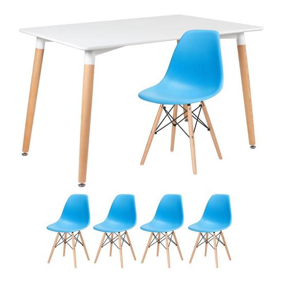Imagem de KIT - Mesa de jantar retangular Eames 80 x 120 cm branco + 4 cadeiras Eiffel DSW