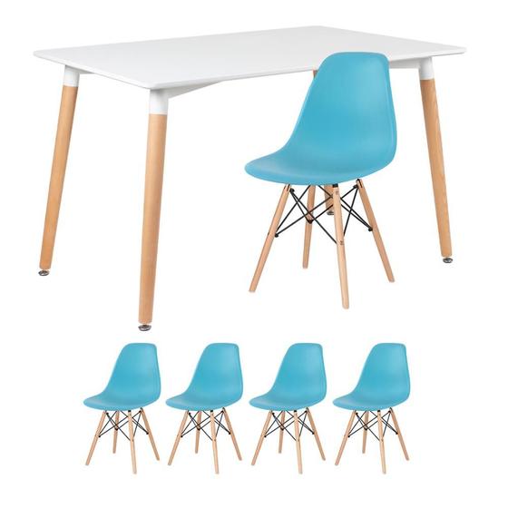 Imagem de KIT - Mesa de jantar retangular Eames 80 x 120 cm branco + 4 cadeiras Eiffel DSW