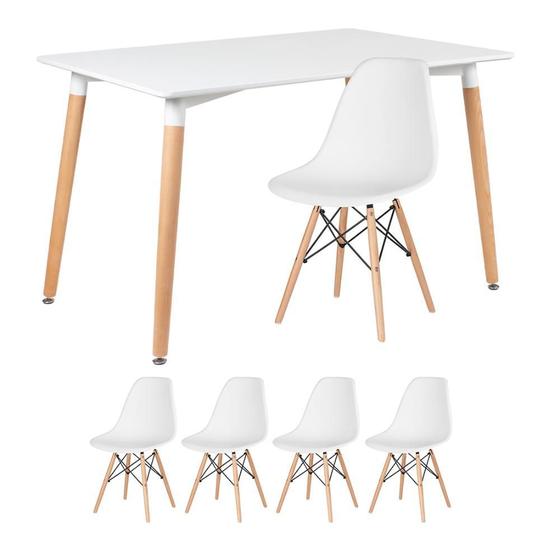 Imagem de KIT - Mesa de jantar retangular Eames 80 x 120 cm branco + 4 cadeiras Eiffel DSW