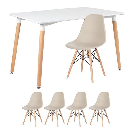 Imagem de KIT - Mesa de jantar retangular Eames 80 x 120 cm branco + 4 cadeiras Eiffel DSW