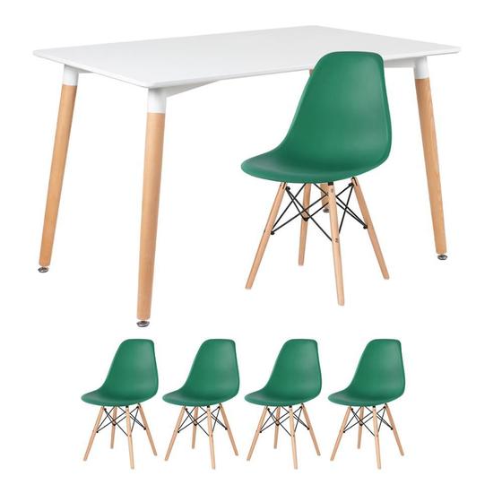 Imagem de KIT - Mesa de jantar retangular Eames 80 x 120 cm branco + 4 cadeiras Eiffel DSW