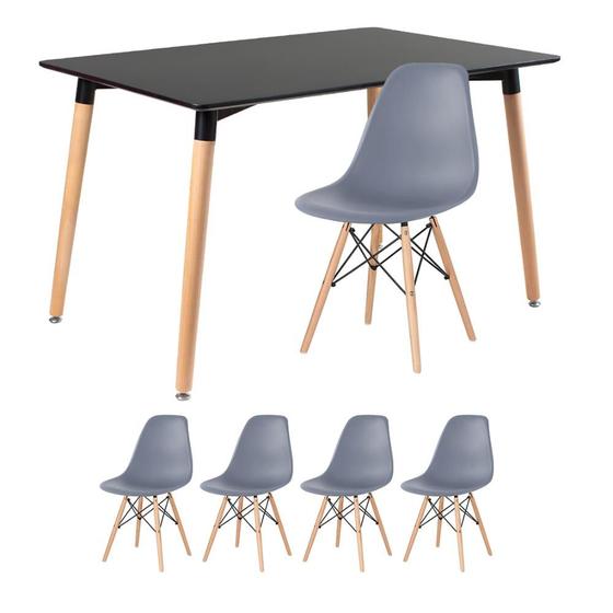 Imagem de KIT - Mesa de jantar retangular Eames 80 x 120 cm preto + 4 cadeiras Eiffel DSW