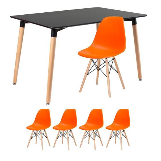 Imagem de KIT - Mesa de jantar retangular Eames 80 x 120 cm preto + 4 cadeiras Eiffel DSW