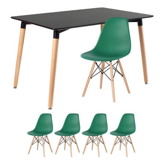 Imagem de KIT - Mesa de jantar retangular Eames 80 x 120 cm preto + 4 cadeiras Eiffel DSW