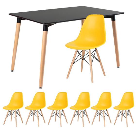 Imagem de KIT - Mesa de jantar retangular Eames 80 x 120 cm preto + 6 cadeiras Eiffel DSW