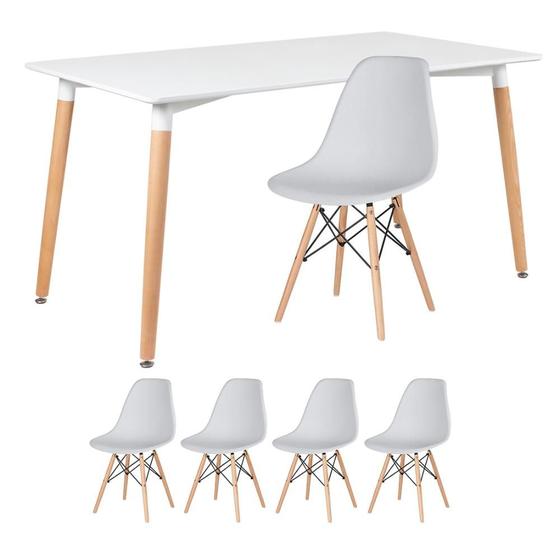 Imagem de KIT - Mesa de jantar retangular Eames 80 x 140 cm branco + 4 cadeiras Eiffel DSW